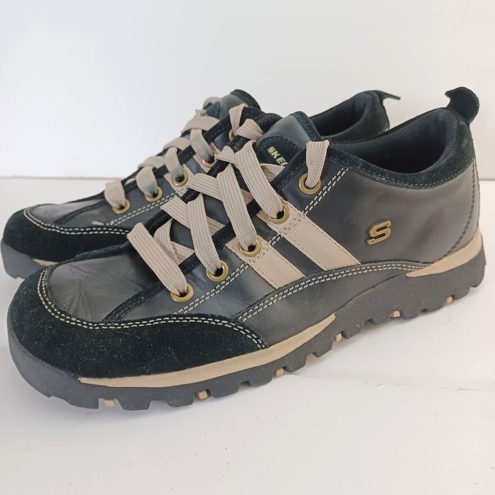 Skechers  Sz 9 Shoes Grunge 90s Y2K Bowling‎ Oxford Leather Leather Black Chunky